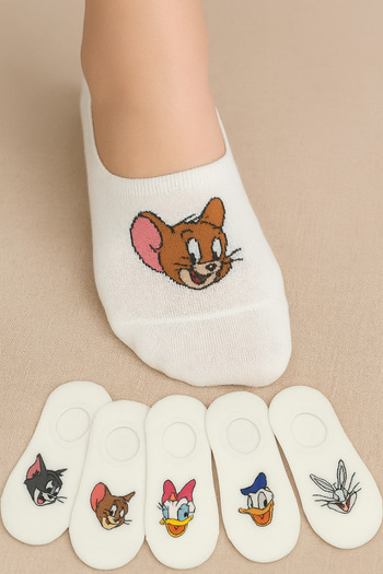 WORTHY SOCKS Set 5 perechi șosete invizibile din bumbac cu model pentru pantofi sport