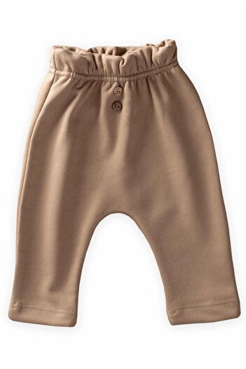 Cigit Ruffled Waist Sweatpants 0-4 Years Milk Brown