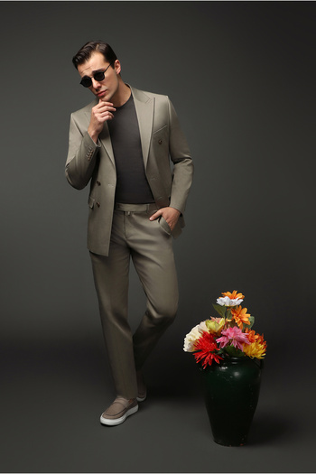Kiğılı Super Slim Fit Extra Slim Fit Cotton Lyocell Double Breasted Suit