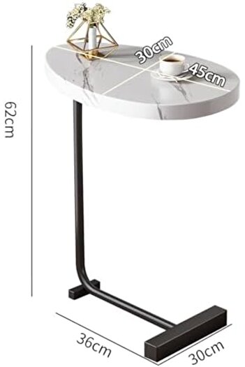 VINNYSEN Side Table, C Shaped End Table, Side Tables Living Room, Small Coffee Table with Metal Fram