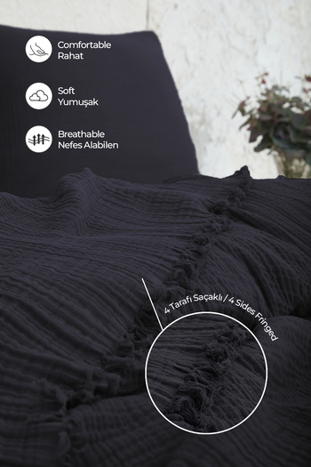 Evlen Home Collection 100% Cotton Double Muslin Bedspread 4 Layer Soft Blanket Muslin Pique Set 3 Pieces