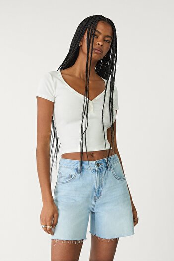 Stradivarius Denim bermuda şort