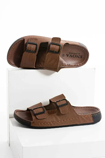 onexsports Men's Leather (Artificial) Orthopedic Comfortable Sole Stitched Stylish Inside-Out Men's Slippers