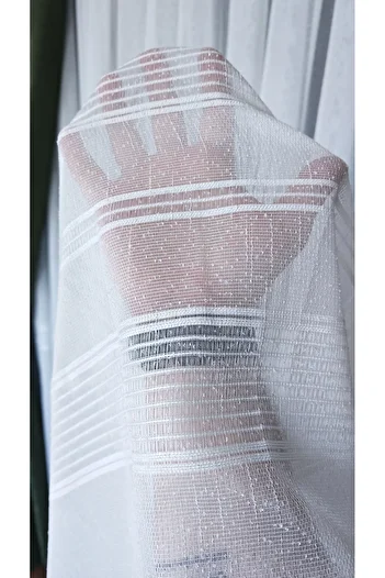 Yuka White Linen - 1/3 Tight Pleat Tulle, Curtain Anti-Wrinkle Iron-Only Leaded Skirt