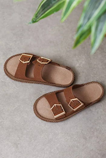 Adım Adım Women's Extra Comfortable Double Buckle Daily Slippers