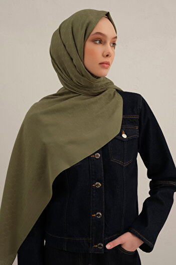 Armine Khaki Link Pattern Bamboo Cotton Shawl 49