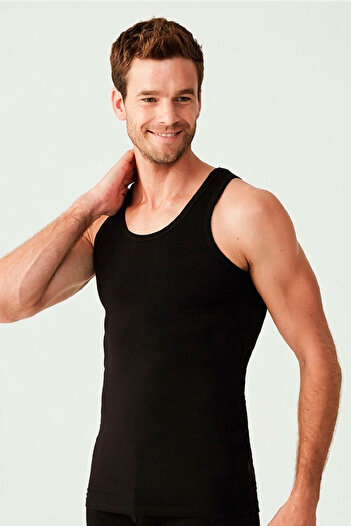Morven Men's Black Basic Plain 100% Cotton Undershirt