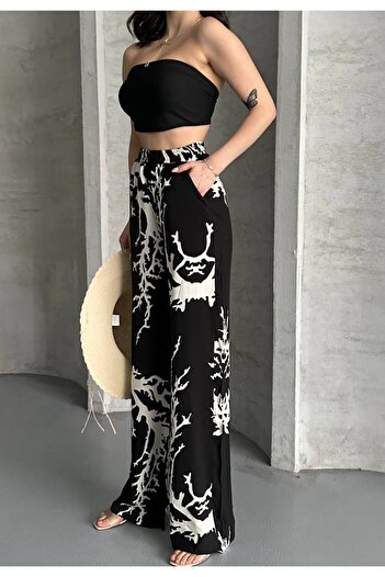 VOLT CLOTHİNG Women's Viscose Fabric Shawl Pattern Palazzo Pants