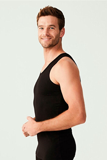 Morven Men's Black Basic Plain 100% Cotton Undershirt