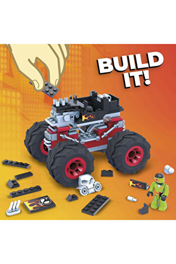 MEGA Hot Wheels Monster Trucks Bone Sharker Car Building Set, 194 pieces