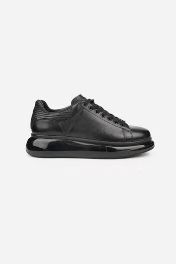 Pierre Cardin Μαύρο Δερμάτινο Sneaker - 10205 Air Sole
