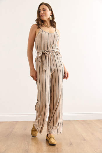 Olalook Women's Stone Strap Belted Pocket Jumpsuit Tlm-19000162