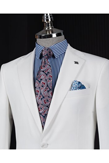 TerziAdemAltun Italian Style Slim Fit Jacket Pantalon Suit Ecru T14004
