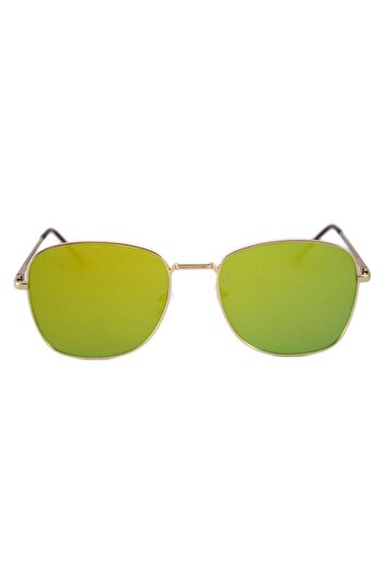 THEICONIC Aviator Sunglasses Mirror Light Green with Reflections - Gold