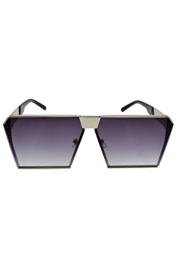 THEICONIC Rectangular Flat Sunglasses Grey Silver Gradient Lens