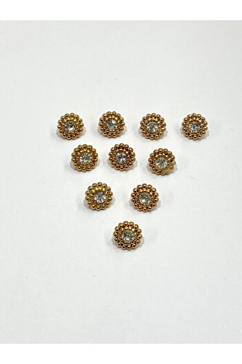 karantuhafiye Stoned Blouse Button / Metal Blouse Button Gold / 10 Pieces /2887/ Model 3