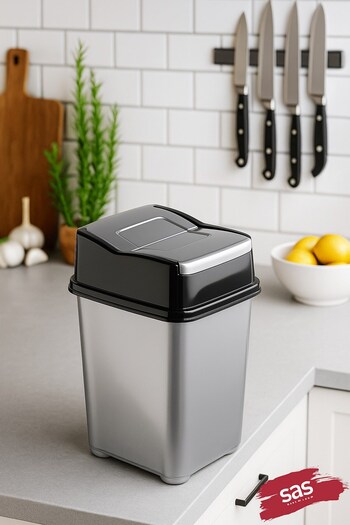 Sas Haus Gray Practical Covered Bathroom & Kitchen Trash Can – Odor Blocking, Hygienic, 5 Liters