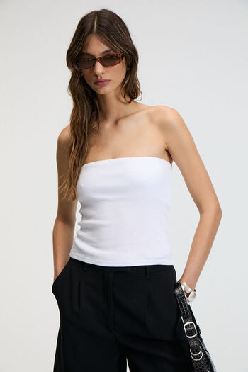 GRIMELANGE Delara Women's Strapless Slim White Bustier