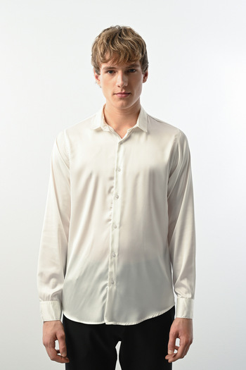 İLKCET MODA Shiny Men's Satin Regular Shirt