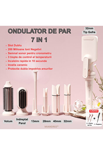 OEM Automatic Curling Iron 7 IN 1, MIANDREE®, Tourmaline Ceramic, 3 Temperature Settings, 3 Timer Settings