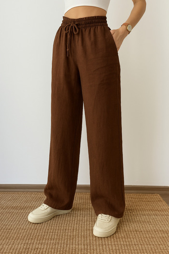 sarıdağ Palazzo linen trousers