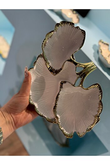 hediye Esterhomedecor Porcelain Snack Plate Presentation Plate with Compartments 24*17*4cm Presentation Plate