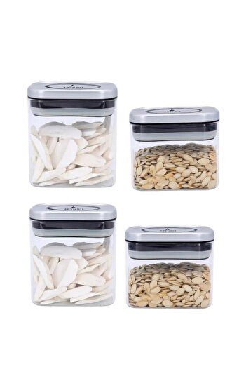 Aryıldız 4-Piece Glass Vacuum Spice Rack Storage and Jar Set 510 -760 ml