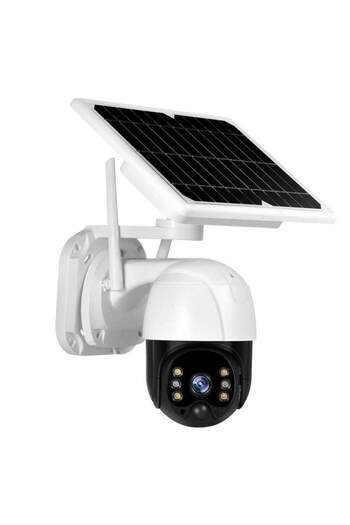 SIKS Cameră de supraveghere video solară, slot SIM 4G, slot MicroSD, cu panou solar inclus