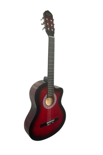 Rio Kırmızı Klasik Gitar Kesik Kasa Sap Ayarlı 4/4 Tam Boy Kılıf Kapo Pena ve Penalık Sticker Çevirici