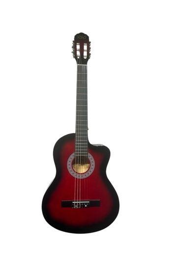 Rio Kırmızı Klasik Gitar Kesik Kasa Sap Ayarlı 4/4 Tam Boy Kılıf Kapo Pena ve Penalık Sticker Çevirici