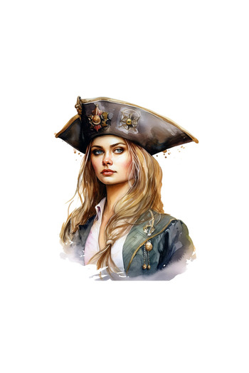 INOVATIX Set of 8 pieces, Sticker Woman pirate captain, INOVATIX®. 6 cm