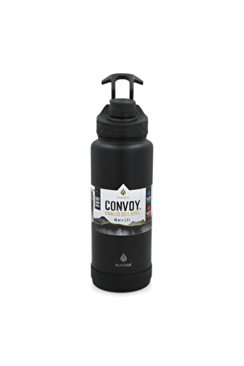 manna Convoy Stainless Steel Easy Carry Handle Water Bottle Black 40oz