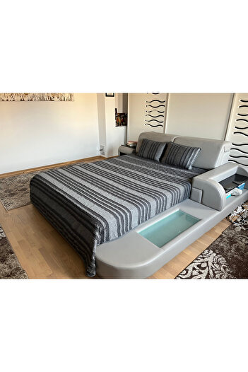 Coneltex Decorative and protective bedspread CreponTex by Coneltex, 220 x 240 cm, double bed, dark gray