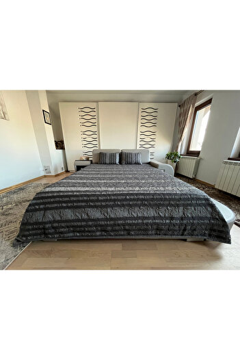 Coneltex Decorative and protective bedspread CreponTex by Coneltex, 220 x 240 cm, double bed, dark gray