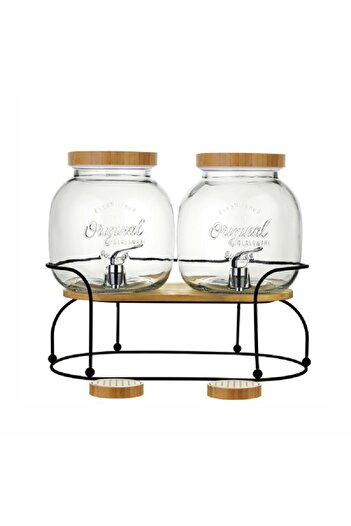 Bien Servi Piece High Quality Glass Dispenser with Stand Multicolor 4 Liter