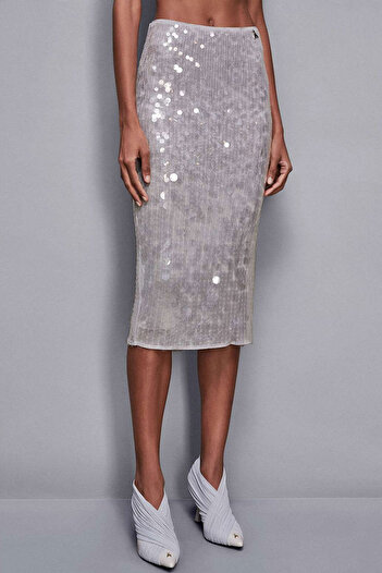 Patrizia Pepe SEQUIN SKIRT - PATRIZIA PEPE - M, GREY