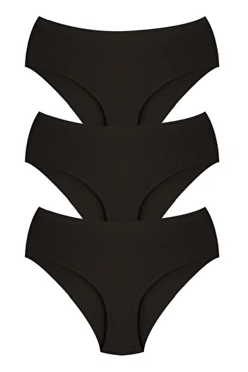 Cottonhill Chiloți de bikini pentru femei din bumbac cu talie înaltă, pachet de 3 - 2