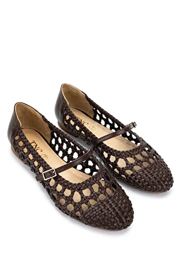 Tamer Tanca Women's Vegan Brown Ballerina Shoes