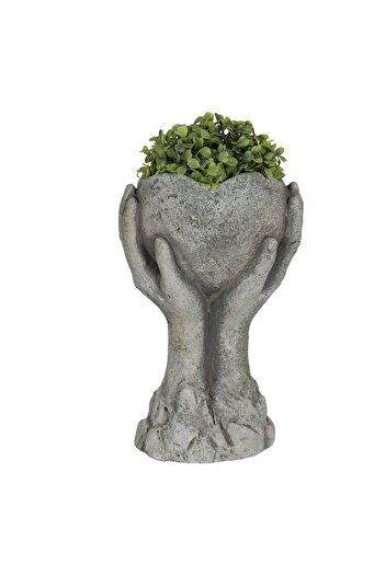 Clayre & Eef Ceramic Pot Gray Heart 19 cm x 13 cm x 34 h