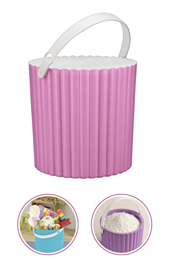 12den Kulplu Kapaklı Çok Amaçlı Kova 12 Lt, Un Bakliyat Deterjan Oyuncak Temizlik Kovası (25x25cm) Pembe