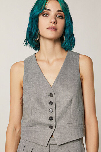 Patrizia Pepe PATTERNED VEST - PATRIZIA PEPE - GREY, 42
