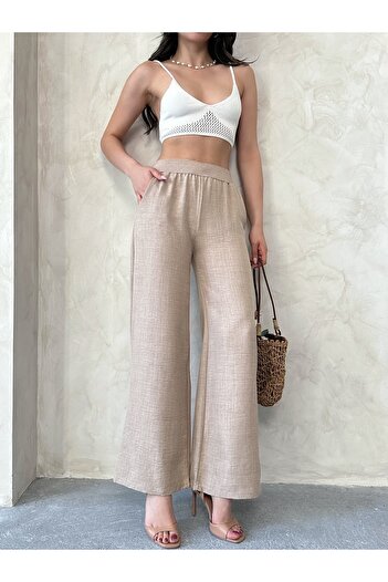 MD trend Women's Straw Corsage Loose Pants