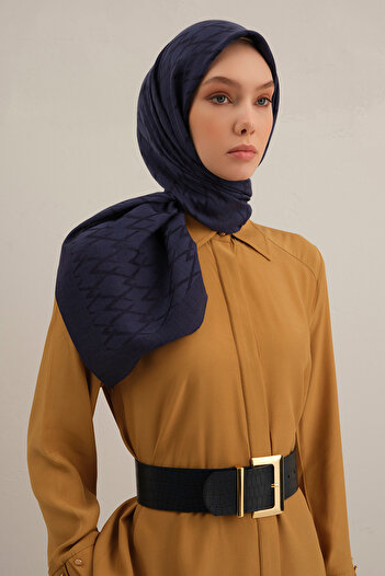 Armine Navy Blue Lyocell Scarf 02