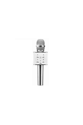 SIKS Microfon karaoke wireless cu Bluetooth și difuzor inclus, autonomie 3-5 ore, argintiu