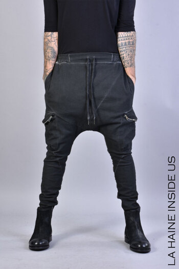 La Haine Inside Us SKINNY GABARDINA COTTON STRETCH VINTAGE PANTS - LA HAINE INSIDE US - BLACK, S
