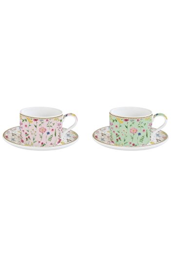 EasyLife 2-Piece Meadow Flowers Cup and Saucer Set Multicolor 240ml