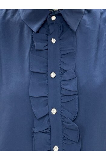 Mihra Ravessa Cupra Frilly Tunic-ZN4145 Navy Blue