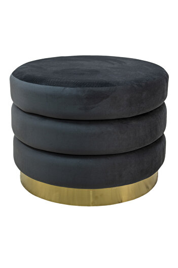 Clayre & Eef Gray Velvet Ottoman 60x45 cm