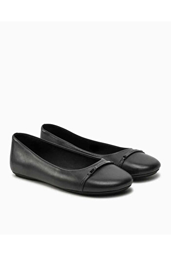 Calvin Klein Black Leather Ballerinas - Hw0hw02145beh