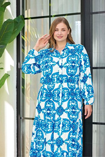 Aydoğan Rochie de damă cu mâneci lungi din viscoză mărime mare